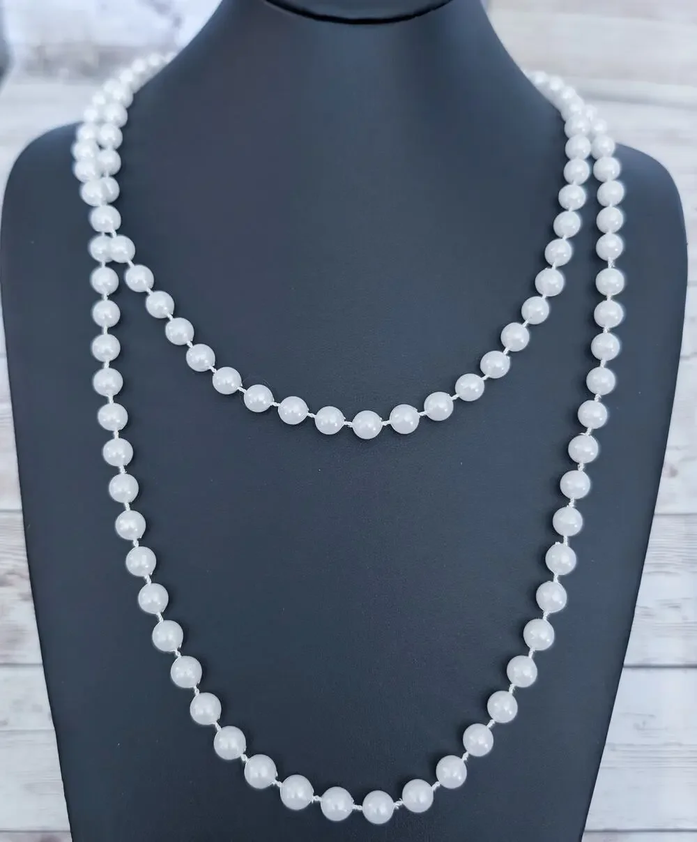 Extra Long Faux Pearl Necklace - Can Be Layered